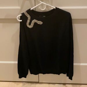 Aqua Cashmere Snake Cutout Cashmere Sweater